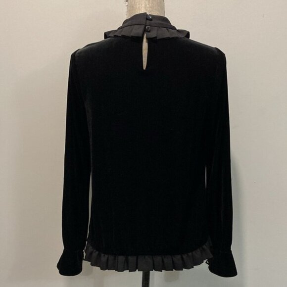 MISS VIOLA Black Crushed Velvet Blouse - Picture 6 of 14